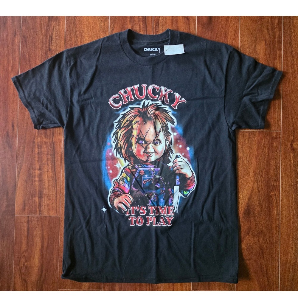 Chucky Child's Play Horror Movie Graphic T-Shirt Mens Large Black Short Sleeve